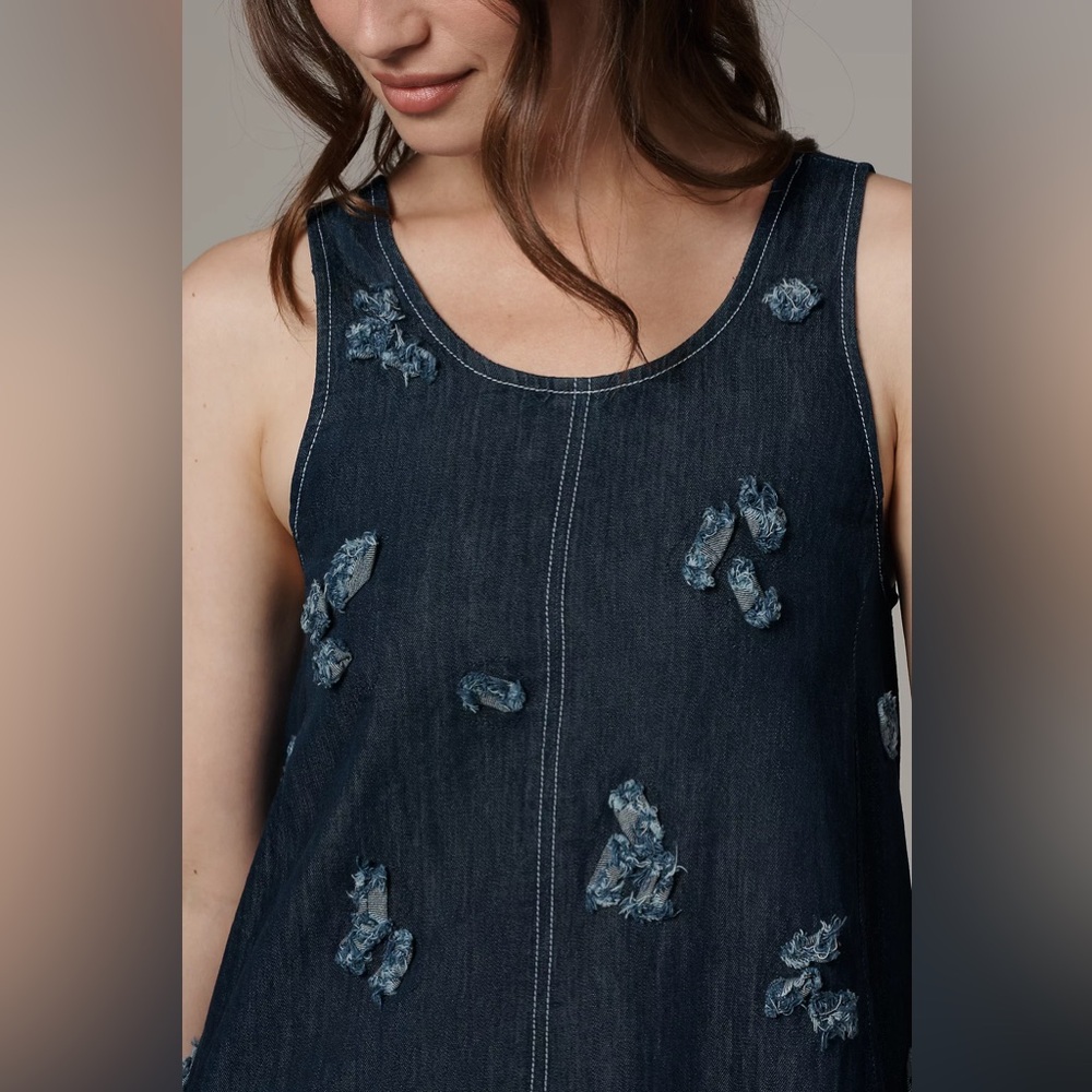 NWT Size XS - The Keiko Embroidered Cotton Denim Mini Dress Maeve (NWT US$ 178) - Picture 3 of 13